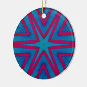 Star Red en Blue Geometric Keramisch Ornament (Links)