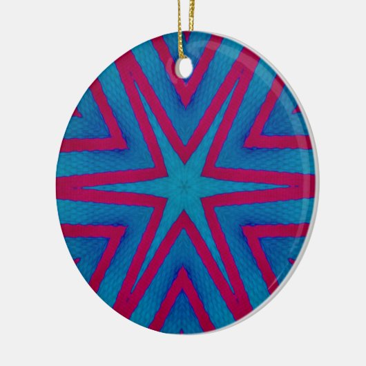 Star Red en Blue Geometric Keramisch Ornament (Links)