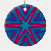 Star Red en Blue Geometric Keramisch Ornament (Achterkant)