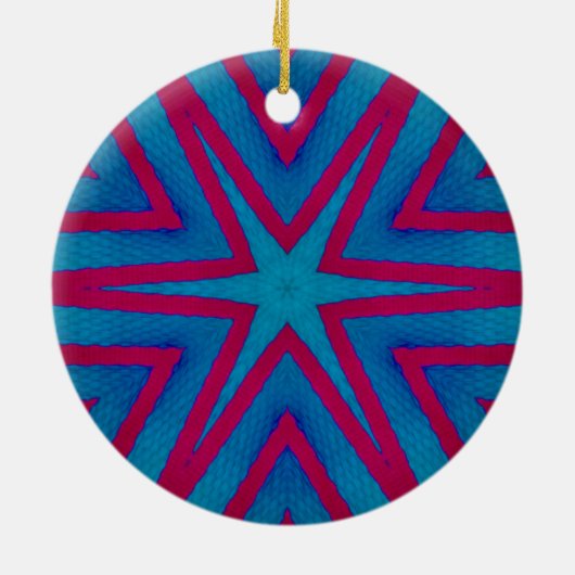 Star Red en Blue Geometric Keramisch Ornament (Achterkant)