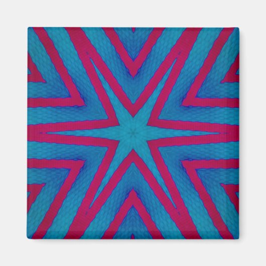 Star Red en Blue Geometric Magneet (Voorkant)