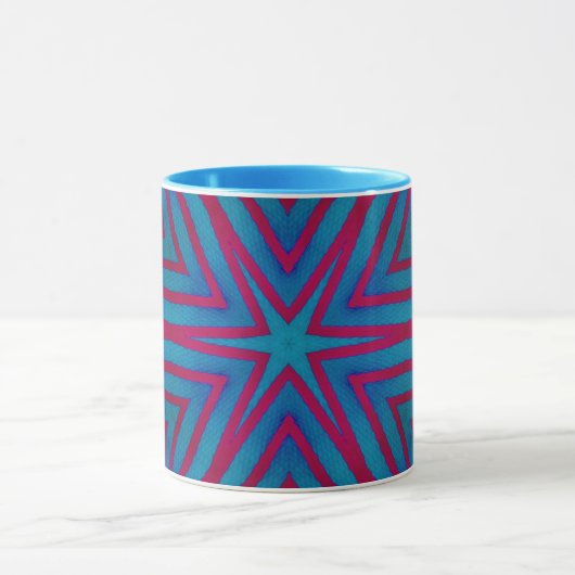 Star Red en Blue Geometric Mok (Midden)