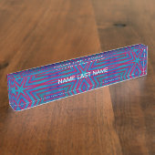 Star Red en Blue Geometric Naambordje (Zijkant)