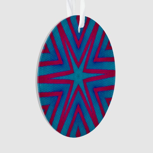 Star Red en Blue Geometric Ornament (voorkant)