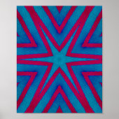 Star Red en Blue Geometric Poster (Voorkant)