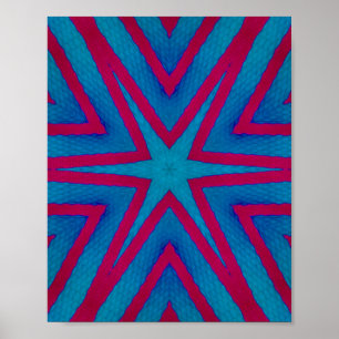 Star Red en Blue Geometric Poster