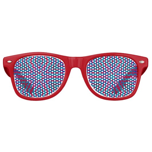Star Red en Blue Geometric Retro Zonnebril (Voorkant)