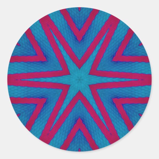 Star Red en Blue Geometric Ronde Sticker (Voorkant)