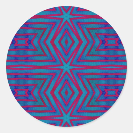 Star Red en Blue Geometric Ronde Sticker (Voorkant)