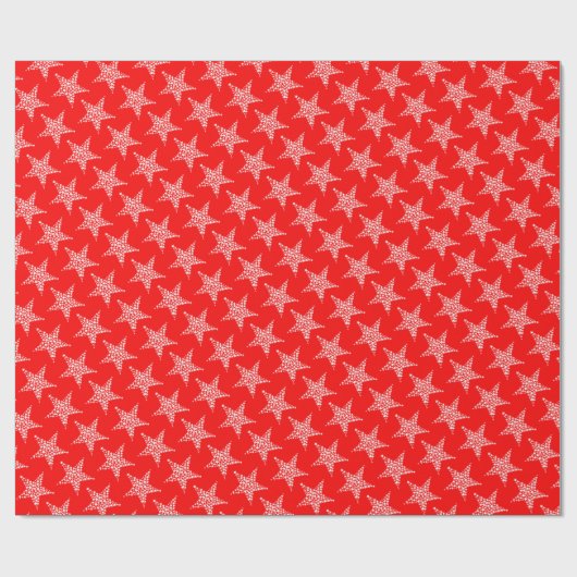 Star Red Wrapping Paper Cadeaupapier (Vlak)