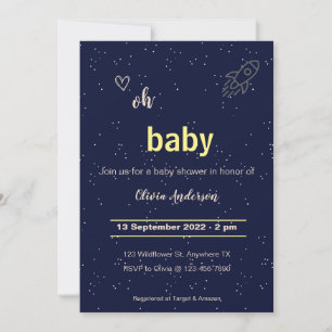 Star Rocket Uit Deze Wereld Baby shower Kaart