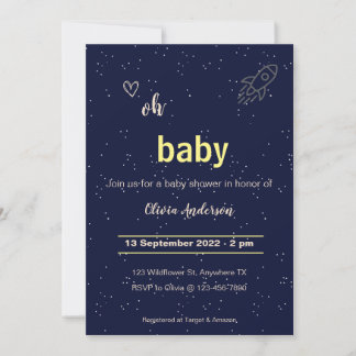 Star Rocket Uit Deze Wereld Baby shower Kaart