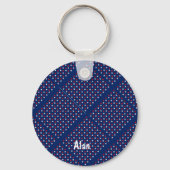 Star Rood Wit/Blauw Sleutelhanger (Voorkant)