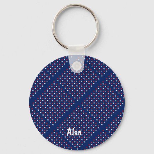 Star Rood Wit/Blauw Sleutelhanger (Voorkant)