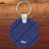Star Rood Wit/Blauw Sleutelhanger (Voorkant)