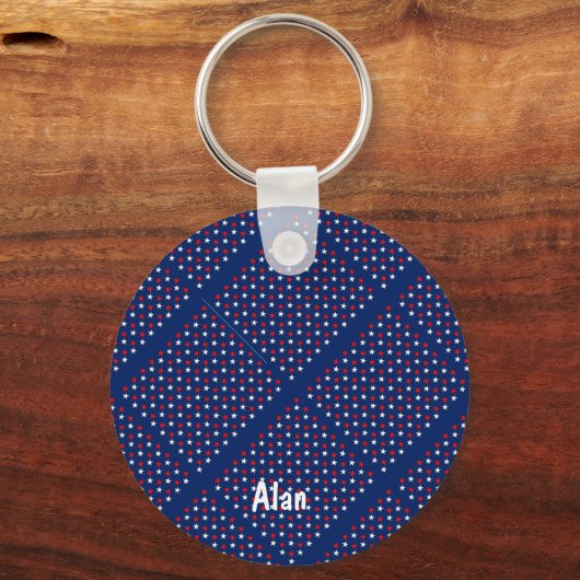 Star Rood Wit/Blauw Sleutelhanger (Voorkant)