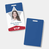 Star Rood Wit Blauw VIP Foto ID Badge (Voor- en achterkant)