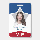 Star Rood Wit Blauw VIP Foto ID Badge (Voorzijde)