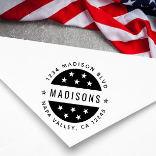 Star Round Script Return-adres Rubberstempel