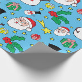 Star Santa Claus Snowman kerstpatroonblauw Cadeaupapier (Hoek)