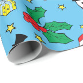 Star Santa Claus Snowman kerstpatroonblauw Cadeaupapier (Rol Hoek)