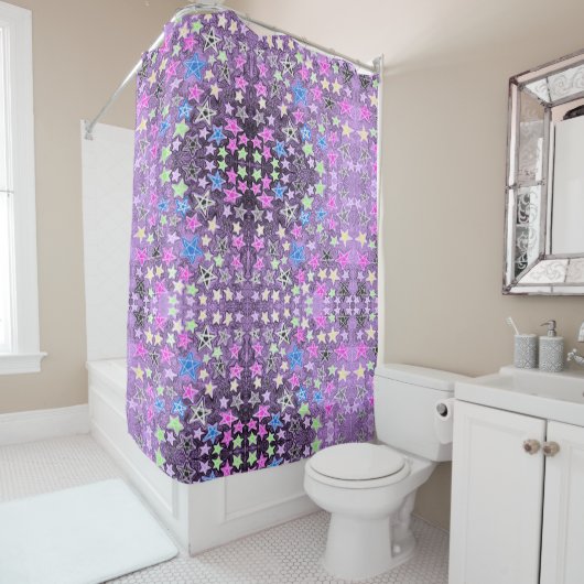 Star Scribble Pastel Douchegordijn (In situ)