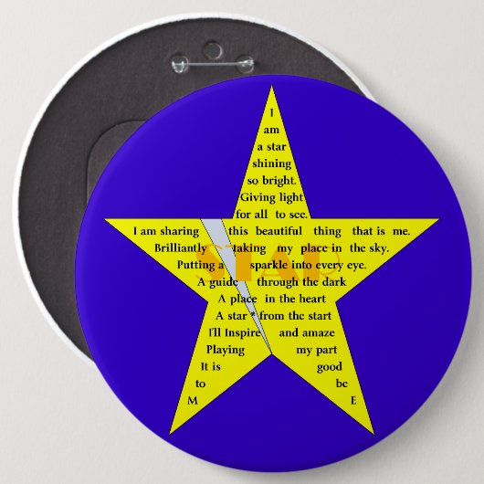 Star Shape Poem Badge Ronde Button 6,0 Cm (Voorkant /achterkant)
