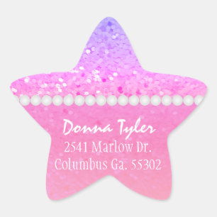 Star Shaped: Regenbooglitter: Adresstickers Ster Sticker