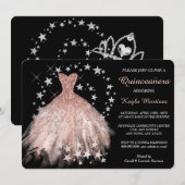 Star Shimmer Peach Quinceanera Uitnodiging (Voorkant / Achterkant)