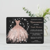 Star Shimmer Peach Quinceanera Uitnodiging (Staand voorkant)