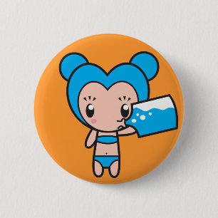 Star Sign Character — Aquarius Ronde Button 5,7 Cm