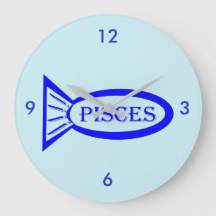 Star Sign Fish Wall Clock Grote Klok