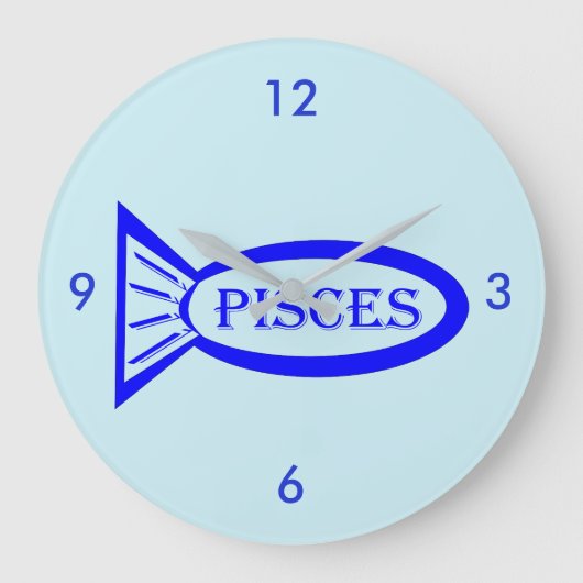 Star Sign Fish Wall Clock Grote Klok (Voorkant)