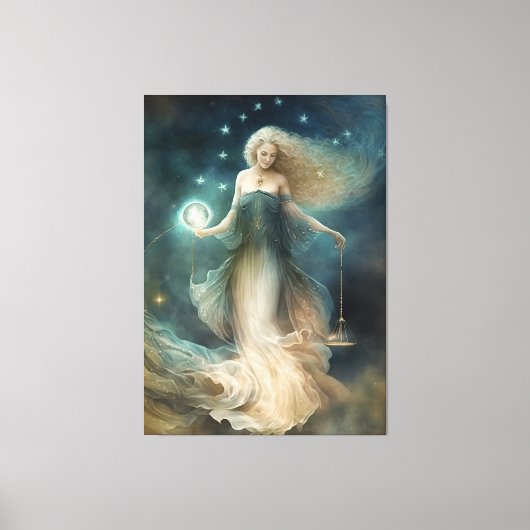 Star sign Libra Goddess, hemelse wezen, zodiac Canvas Afdruk (Voorkant)