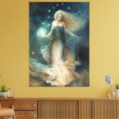Star sign Libra Goddess, hemelse wezen, zodiac Canvas Afdruk (Insitu (Woonkamer))