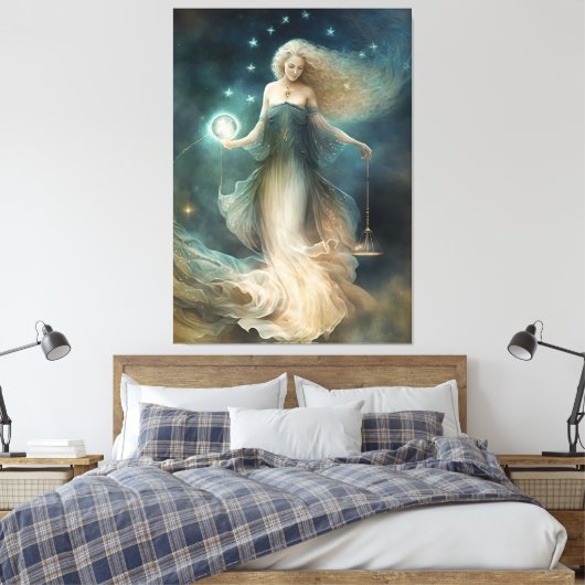 Star sign Libra Goddess, hemelse wezen, zodiac Canvas Afdruk (Insitu (Slaapkamer))
