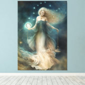 Star sign Libra Goddess, hemelse wezen, zodiac Canvas Afdruk (Insitu (Houten vloer))