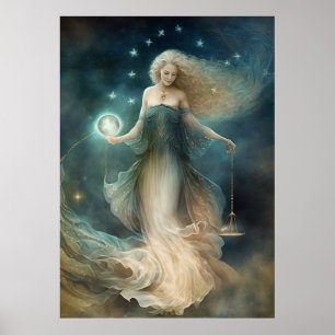 Star sign Libra Goddess, hemelse wezen, zodiac Poster