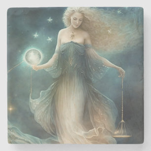 Star sign Libra Goddess, hemelse wezen, zodiac Stenen Onderzetter