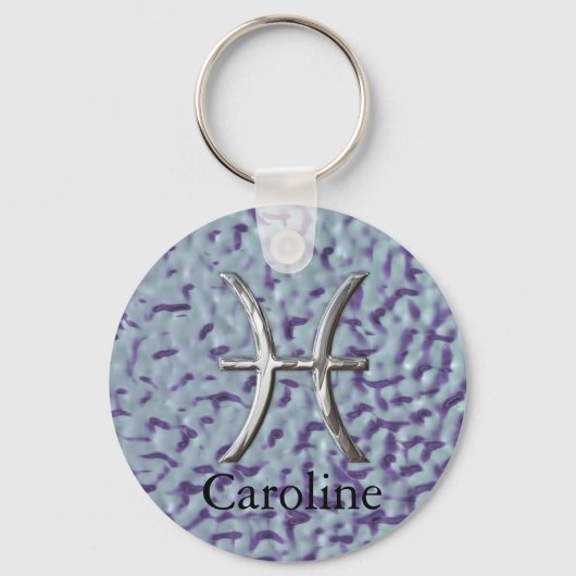 Star Sign Pisces Zodiac Personalized Sleutelhanger (Voorkant)