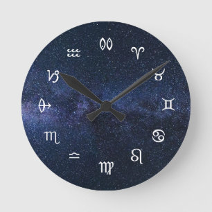 Star Signs: astrology symbols on starry sky Ronde Klok