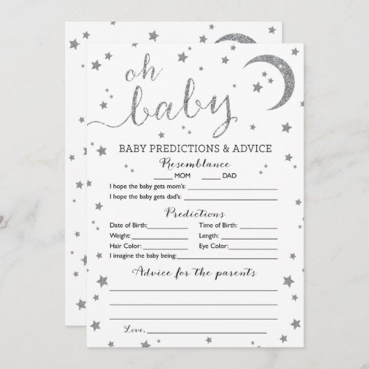 Star Silver Glitter Predications and Advice Card Kaart (Voorkant / Achterkant)