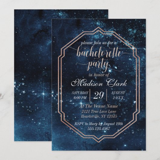 Star Sky Celestial Bachelorette Party uitnodiging (Voorkant / Achterkant)