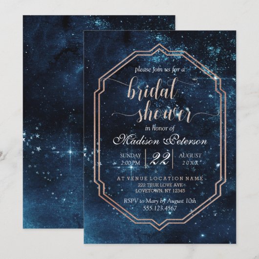 Star Sky Celestial Galaxy bruids douche uitnodigin Kaart (Voorkant / Achterkant)