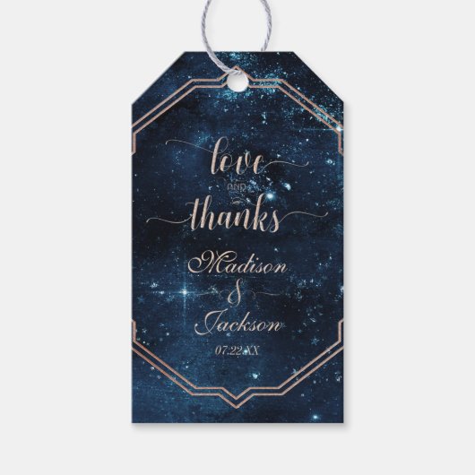 Star Sky Celestial Galaxy Bruiloft Liefde & Bedank Cadeaulabel (Voorkant)