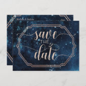 Star Sky Celestial Galaxy Bruiloft Save the Date Aankondigingskaart (Voorkant / Achterkant)