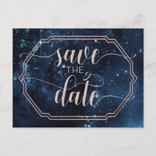 Star Sky Celestial Galaxy Bruiloft Save the Date Aankondigingskaart (Voorkant)