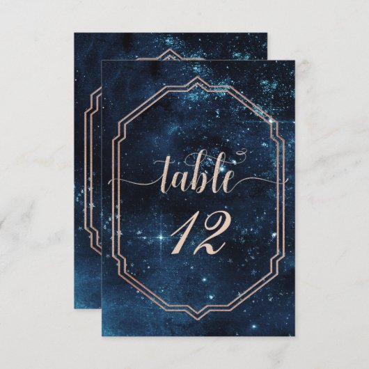 Star Sky Celestial Galaxy Table Number Kaart (Voorkant / Achterkant)