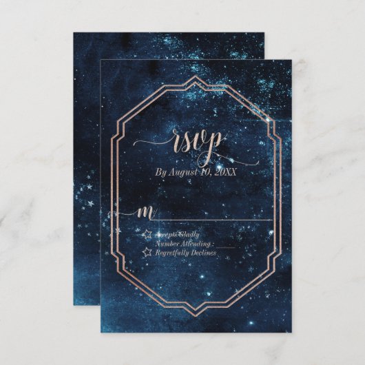 Star Sky Celestial Galaxy Waterverf Bruiloft RSVP (Voorkant / Achterkant)
