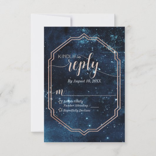 Star Sky Celestial Galaxy Wedding Reply RSVP (Voorkant)